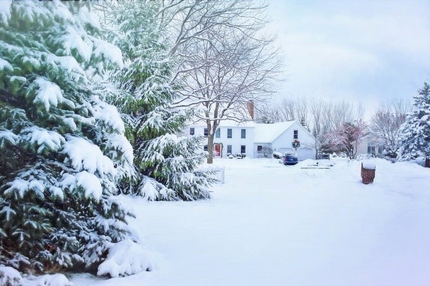 House backyard during winter season
